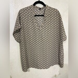 SHEIN Beige and Black Patterned Blouse